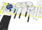 EastPoint Sports 2-in-1 Volleyball and Badminton Set - Adjustable Height Net Set - Includes 4 Rackets, 2 Shuttlecocks, and 1 Volleyball