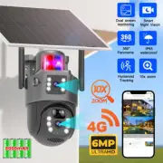 Wireless 4K 4G 6MP Dual Lens Solar Security Camera 10X Zoom PTZ CCTV Outdoor