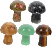YARNOW Mushroom Shape Stone Ornaments Set Rustic Micro Stone Decor for Garden Landscape Random Color