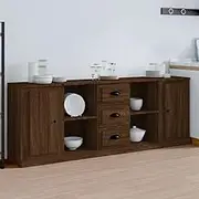 Sideboards Set of 3 Brown Oak Engineered Wood, Buffet Cabinet for Hallway Storage and Home Furniture Display
