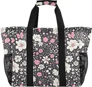 [sanluoli] Storage Bags Collapsable Large Beach Bag Water Resistant with Handles Laundry Tote Bag, Liberty Pattern Black Pink, 1 size