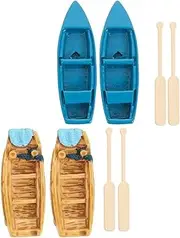 Hohopeti Ocean Mini Boat Model Set 8pcs Resin Miniature Boats for Micro-Landscape DIY Craft and Table Decor
