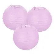 3Pcs Decorative Hanging Round Paper Lanterns 15cm/6", Light Purple