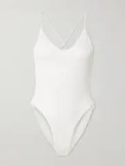 [Norma Kamali] Norma Kamali - Open-back Sequined Swimsuit - White - medium medium White