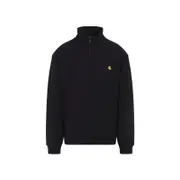 [Carhartt Wip] Carhartt Wip-Black Cotton Half Zip American Script Sweatshirt-Uomo S STAND