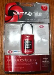 SAMSONITE Travel Sentry TSA Approved 3 Dial Combo Luggage Lock Black NEW SEALED