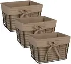 Farmhouse Chicken Wire Storage Baskets with Liner, Small, Vintage Taupe, 9X7X6,