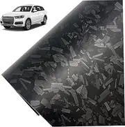 1 Roll Forged Carbon Fiber Wrap 12x39 Inch Multi-Purpose PET Forged Carbon Wrap Self Adhesive Sticker for Car Motorcycle, Matte Black, Fiber Vinyl