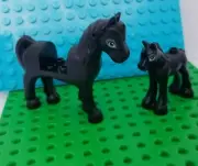 New Lego Horse Mama & Baby Foal BLACK Set Friends Farm Barn Animal Mini Doll Pet