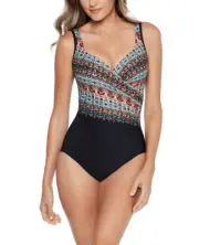Miraclesuit Its A Wrap 1-Piece Swimsuit Size 10 Shaping Multi Underwire $196 NEW