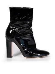 Black Patent High Heel Ankle Boots