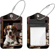 [CWAGFEQZ] 2-Pc Luggage Tags for Suitcases,Travel Tags for Luggage,Library Reading Dog