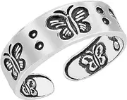 [AeraVida] Sweet Symphony of Butterflies .925 Sterling Silver Toe Ring or Pinky Ring