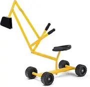 BABY JOY Kids Ride-on Sand Digger with Wheels, Ride On Excavator Crane with 360° Rotating Seat for Dirt, Snow, Beach, Outdoor Sandbox Digger Play Toy (5" Wheels)
