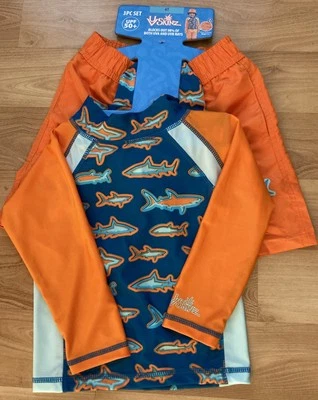 UV SKINZ 3 Piece SWIMWEAR SET UPF 50+Orange 4T / 98% Block Both Rays UVA/UVB