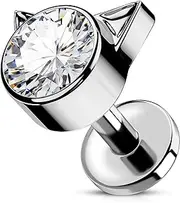 OUFER Body Piercing Lip Piercing 16G Tragus Forward Helix Stud Earrings Titanium Monroe Labret Lip Internally 5/6/8/10/12 mm Medusa Flat Back Piercings Earrings