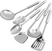 Kitchen Cooking Utensils Set, Metal Cooking Utensils Tools, Stainless Steel Kitchen Utensils, Nonstick Heat Resistant Wok Utensils Set, Practical Kitchens Spatula Ladle Set (Bring a Shovel Type)