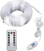 XIASABA LED Rope Light Colorful Outdoor String Light USB Powered Remote Control Ideal Christmas Decorative Light for Garden Porch Restaurant Club Bar with 8 Lighting Modes and Ti