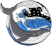 [Pierced Republic] Whale in Waves Enamel Pin with Safety Backing., enamel, no gemstone