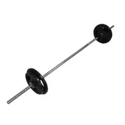 33kg Ez Grip Cast Iron Barbell Weight Set - 180cm Bar + 25kg Iron Weight Plates