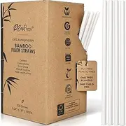 [EcoPreps] Biodegradable Bamboo Fiber Straws | 300 Count, 100% Compostable, Plastic-Free, Eco-Friendly Drinking Straw | 7.8'' Plant Fiber Disposable Straws, White Straw | Durable for Warm & Cold Drinks