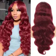 99J Burgundy Lace Front Wigs Human Hair Wine Red 13x6 Body Wave Lace Front Wi...