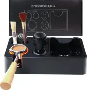 Espresso Tamping Station Knock Box,Coffee Organizer Box Fit for Premium Black