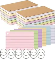 zmybcpack 12 Pack Lined Index Cards 4 x 6 Inches, 720 PCS Colored Ruled Index Flashcards Lined Flash Cards with Rings, Note Cards Punched for Study, Office and Home