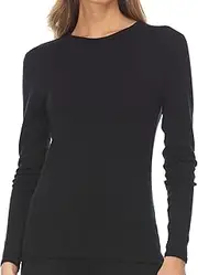 [Wool Basics] Women's Midweight 100% Merino Wool Crew Black - Anti Odor No Itch Renewable Fabric