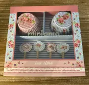 Miniamo Tea Time Cupcake Kit 24 Paper Cupcake Cases/24 Pick Toppers W/4 Designs