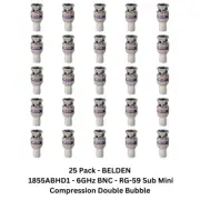 25 Pack BELDEN 1855ABHD1 RG-59 Sub Mini 6GHz 1080p BNC Compression Double Bubble