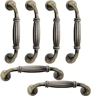 6PCS Vintage Cabinet Drawer Handles, Furniture Door Pulls, Antique Kitchen Cupboard Handles, 128mm Hole Center, Green Bronze