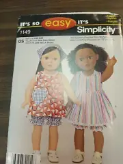 Simplicity pattern 1149 for 18 inch coll clothes uncut