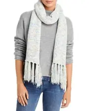 MSRP $88 Aqua Flecked Rib Knit Scarf Size OSFA