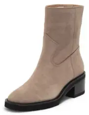 Stuart Weitzman Boulevard Women's Suede Moto Boots Heel Bootie in Topo Size 8