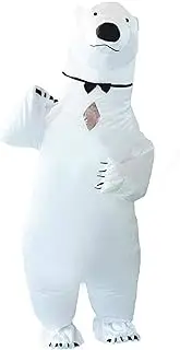 ZISUEX Polar Bear Inflatable Costume White Blow Up Suit Party Game Fat Cosplay Fancy Dress Halloween Costume