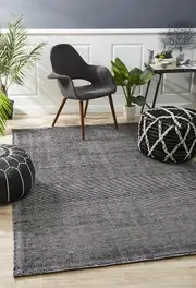 Cloud Black Cotton Rayon Rug