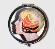 Flapper Profile Art Deco Compact Mirror Make Up Pocket Mirror Cosmetics