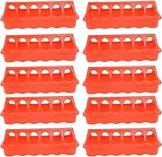 Gernie Flip Top Chick Feeder, 10 Pack Plastic Poultry Feeder, 12 Hole Chicken Pigeon Duck Quail Feeder Waterer, Small Poultry Feeding Tray Trough Dish