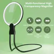 Round Magnifying Glass for Reading Flexible Gooseneck Magnifier w/ 24 LED Light