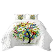Colorful Messy Flowers Tree Coverlet
