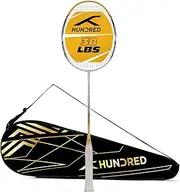 HUNDRED ATOMIC-X 38 PWR Carbon Fibre Strung Badminton Racket with Full Racket Cover (White/Gold) | For Intermediate Players | 85 grams | Maximum String Tension - 38lbs