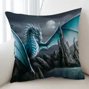 Fantasy Art Cameron Ice Blue Dragon Cushion Cover