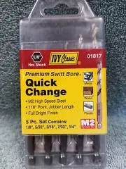 Quick-Change Drill Bit Set (5 pk) M2 High Speed Steel by IVY Classic (01817)