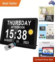 2024 New, 11.5 Inch Large Digital Calendar Day Clock, 19 Reminders Clocks for...