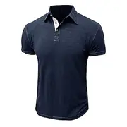 Men's Cotton Polo Shirt Golf Shirt Work Casual Lapel Short Sleeve Basic Modern Plain Button Spring Summer Regular Fit Black Yellow Pink Royal Blue Blue Green