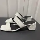 Sigerson Morrison Elda Croc-Embossed Block-Heel White Sandals IT40/US 9.5-10