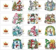 Christmas Rhinestone Painting Kits - Rhinestone Greeting Art Card Kits - 5D Christmas Greeting Card Kits for Kids, Children, Toddler, Girls, Boys