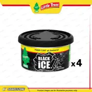 4 x Little Trees Black Ice Fragrance Fiber Can Tin Container Air Freshener