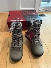 WOLVERINE Womens Sightline 8" WP Insul.Mid Calf Leather Boots Gravel Sz. 8M NIB